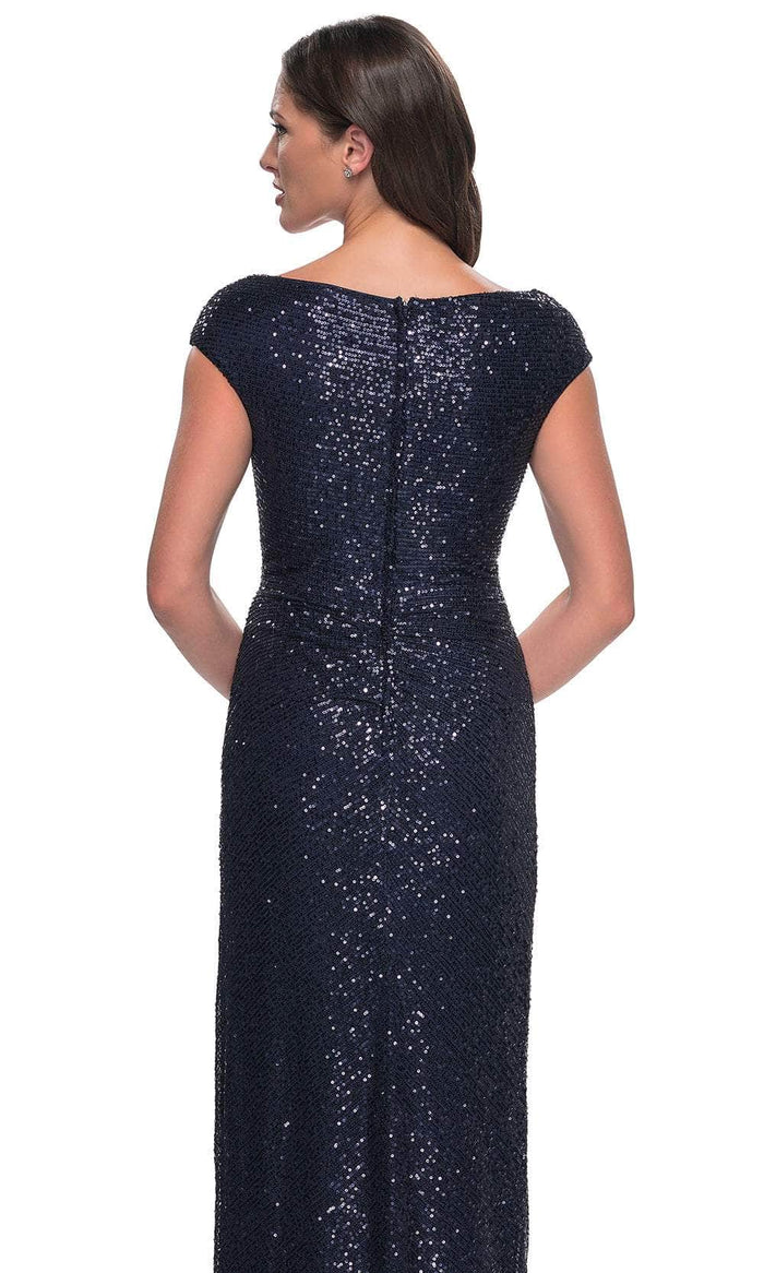 La Femme 30865 Ruched Sequin Evening Dress