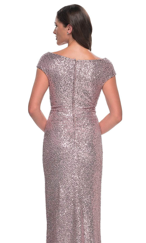 La Femme 30865 Ruched Sequin Evening Dress
