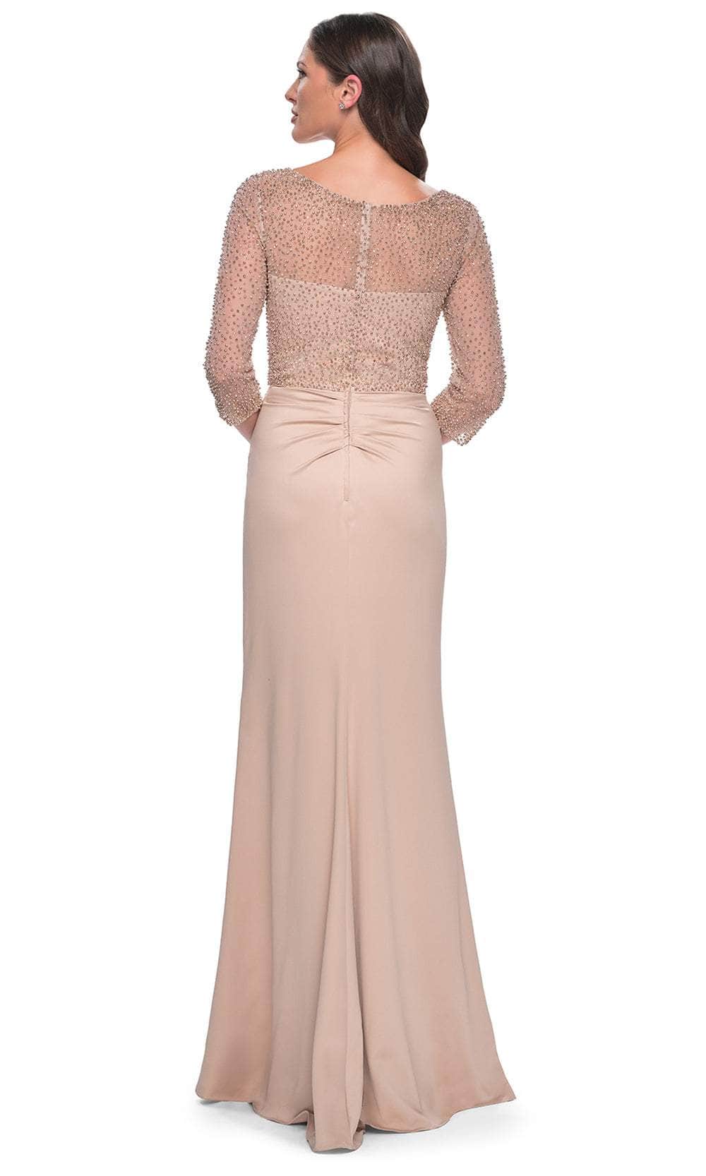 La Femme 31011 Illusion Satin Evening Gown