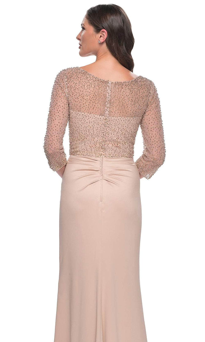 La Femme 31011 Illusion Satin Evening Gown