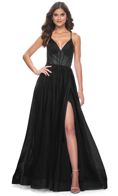 La Femme 31457 Spaghetti Strap Tulle A-Line Prom Dress