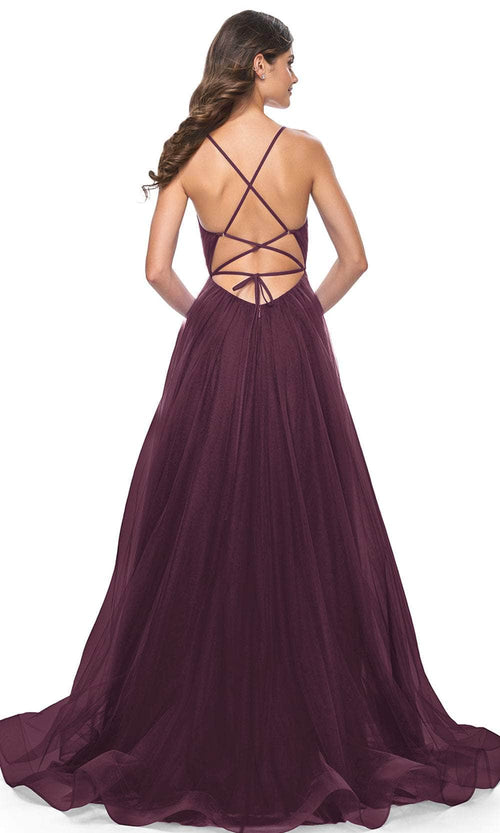 La Femme 31457 Spaghetti Strap Tulle A-Line Prom Dress
