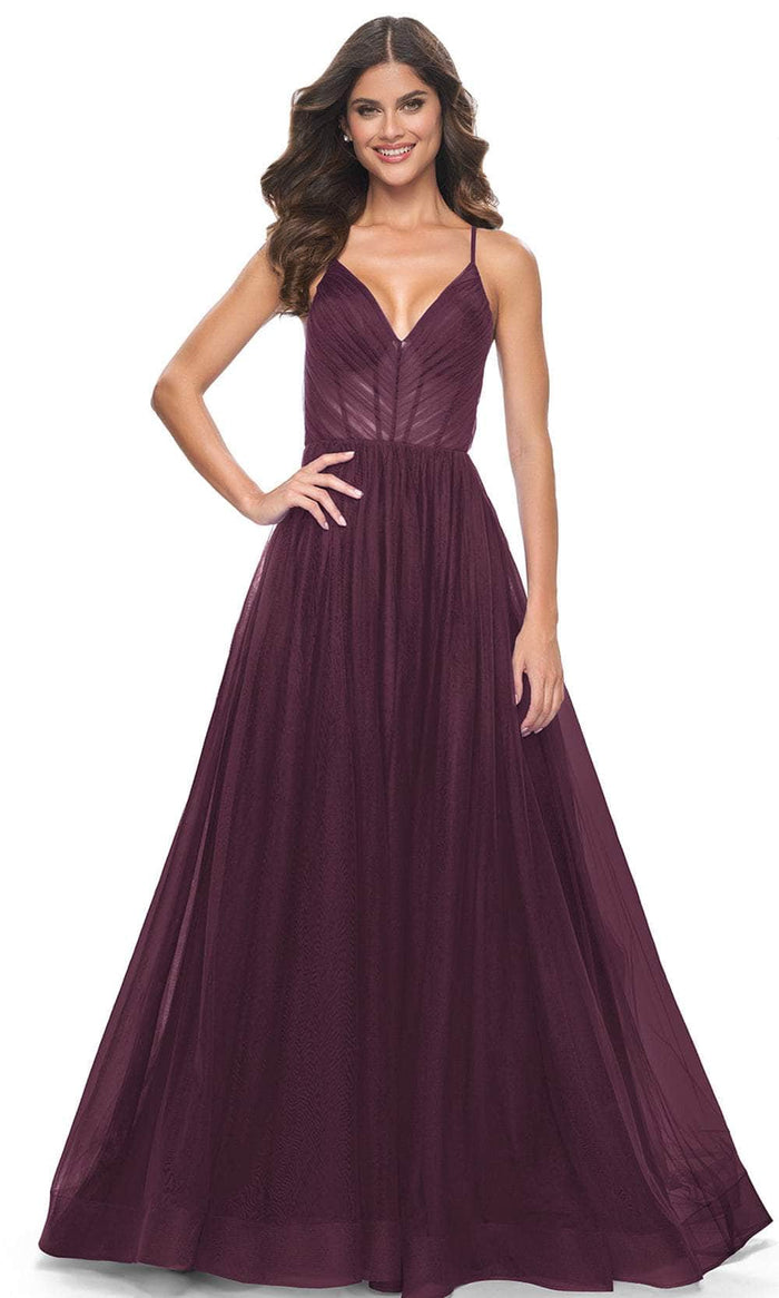 La Femme 31457 Spaghetti Strap Tulle A-Line Prom Dress