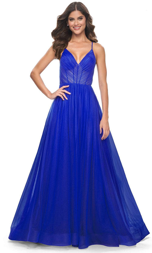 La Femme 31457 Spaghetti Strap Tulle A-Line Prom Dress