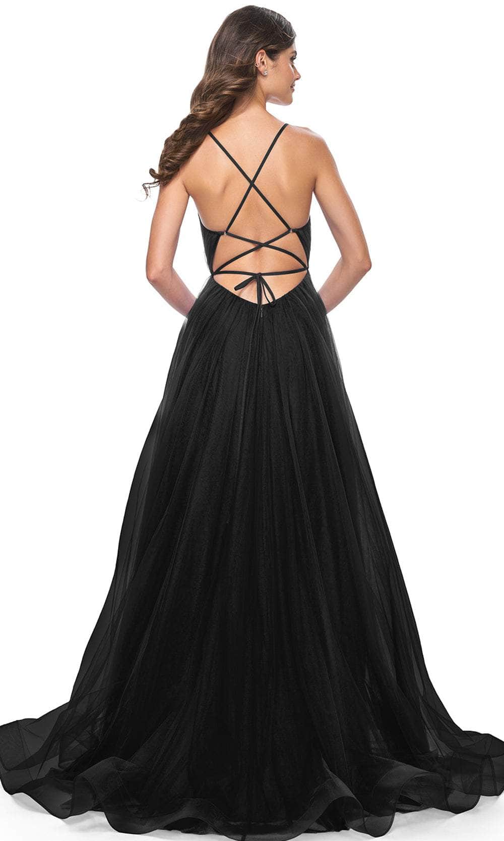 La Femme 31457 Spaghetti Strap Tulle A-Line Prom Dress