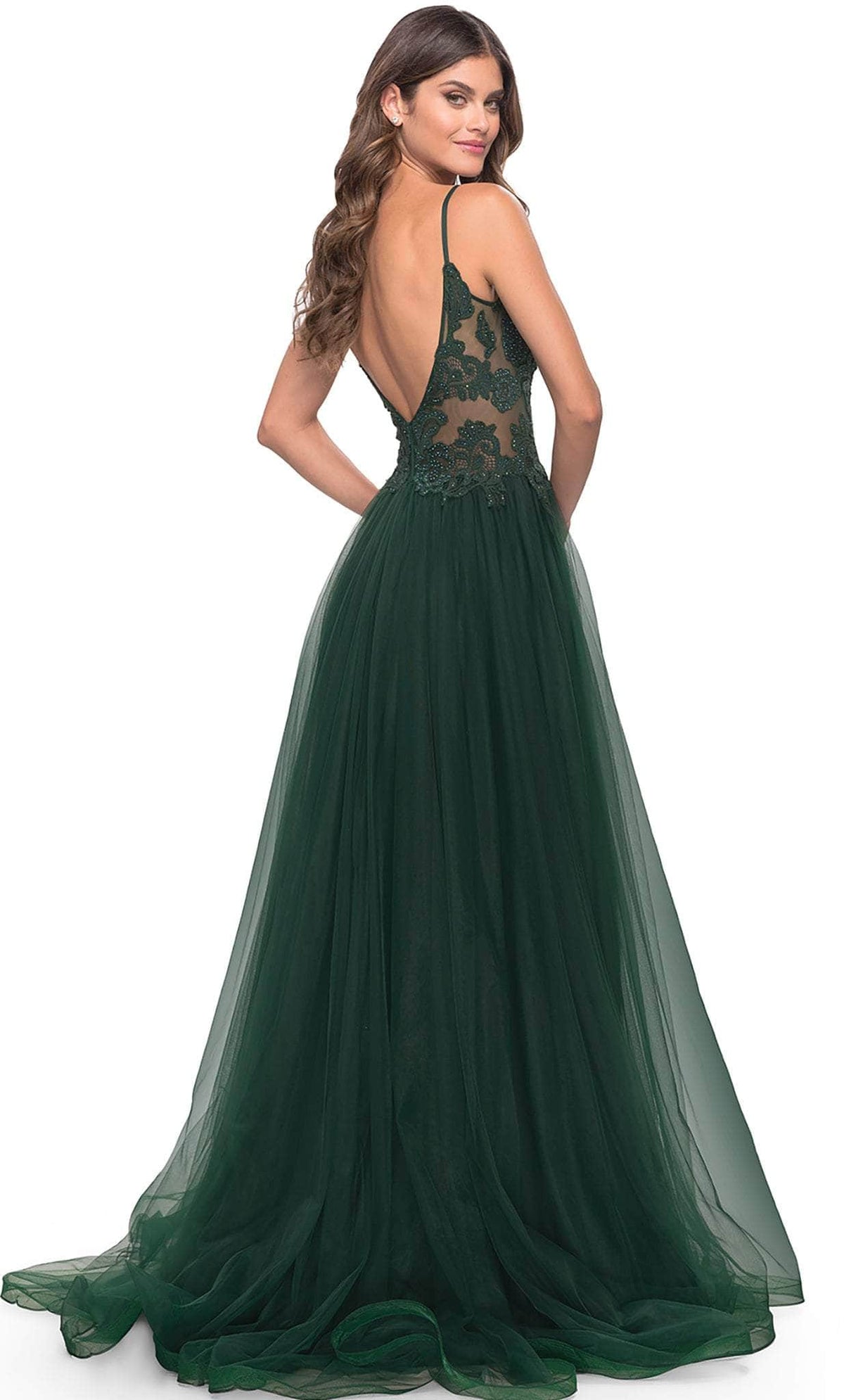 La Femme 31507 Lace High Slit Prom Dress