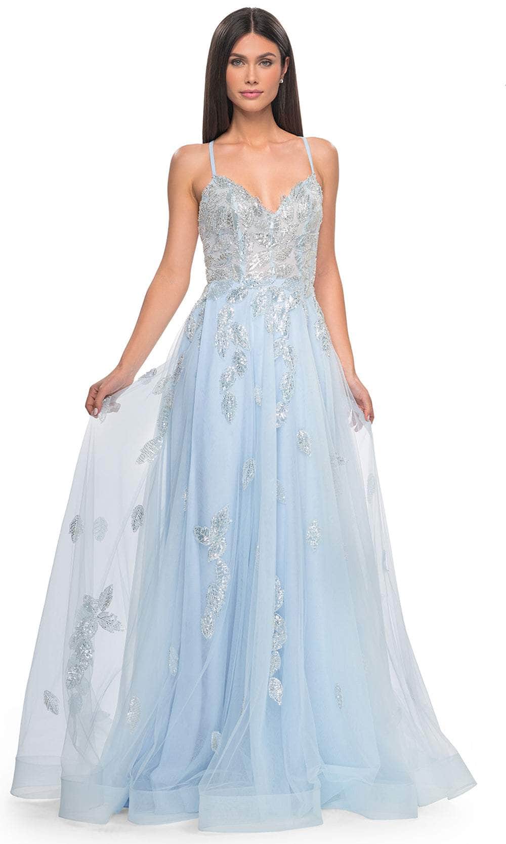 La Femme 32090 V-Neck Beaded Foliage Prom Gown