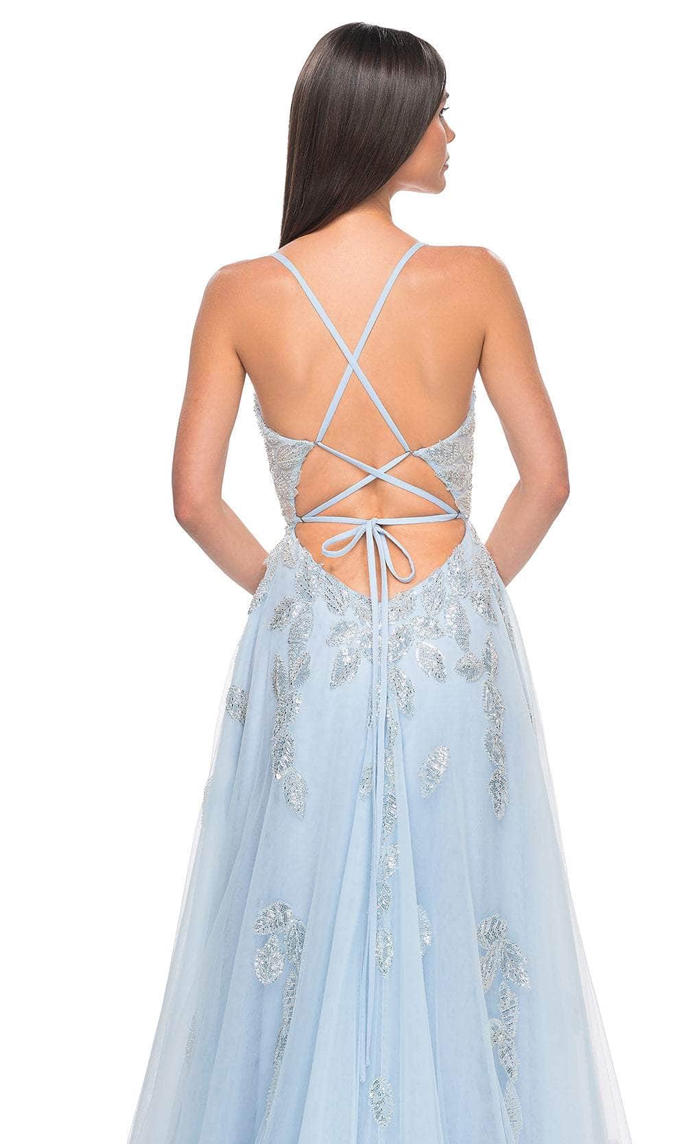 La Femme 32090 V-Neck Beaded Foliage Prom Gown