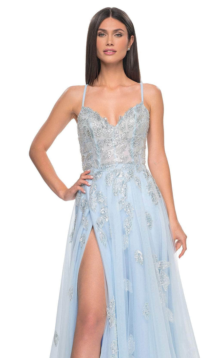 La Femme 32090 V-Neck Beaded Foliage Prom Gown