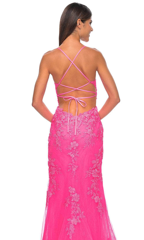 La Femme 32205 Embroidered Plunging Neckline Prom Gown