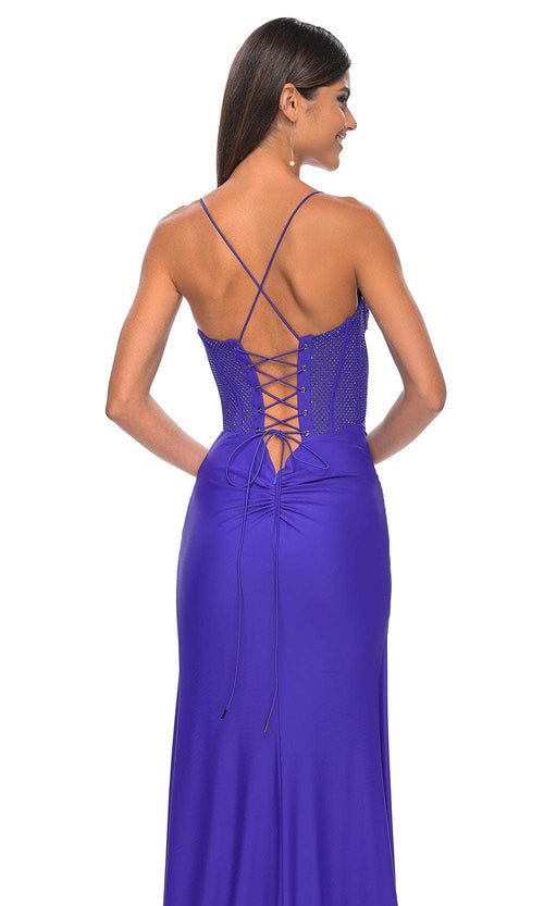 La Femme 32230 Rhinestone Illusion Bustier Prom Gown
