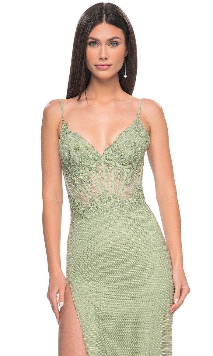 La Femme 32236 Rhinestone Fishnet Prom Dress
