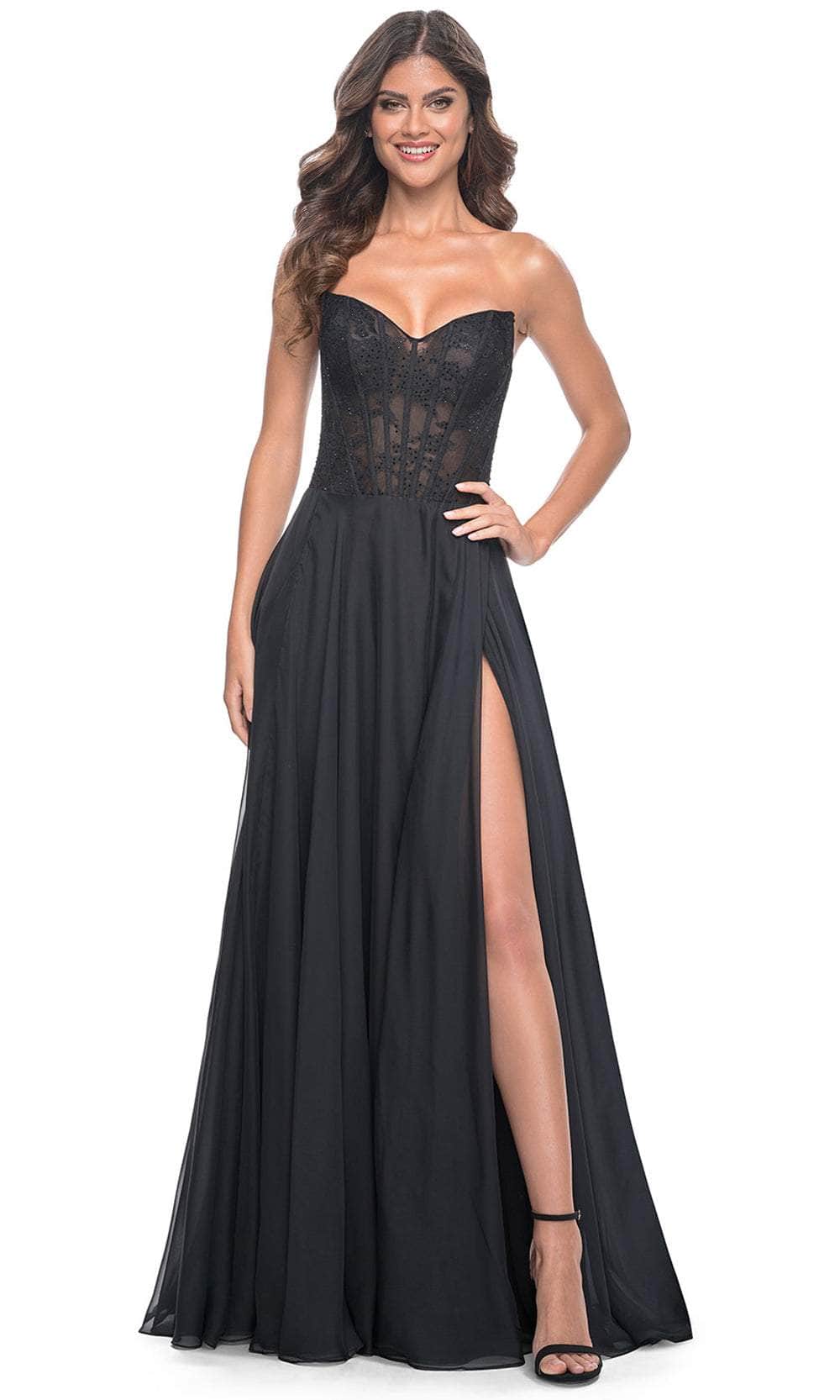 La Femme 32311 Sweetheart Lace Sheer Bodice Prom Dress