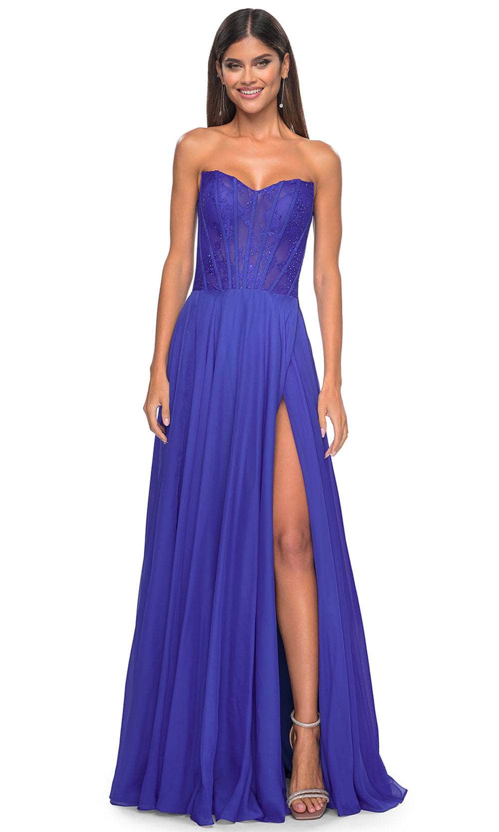 La Femme 32311 Sweetheart Lace Sheer Bodice Prom Dress