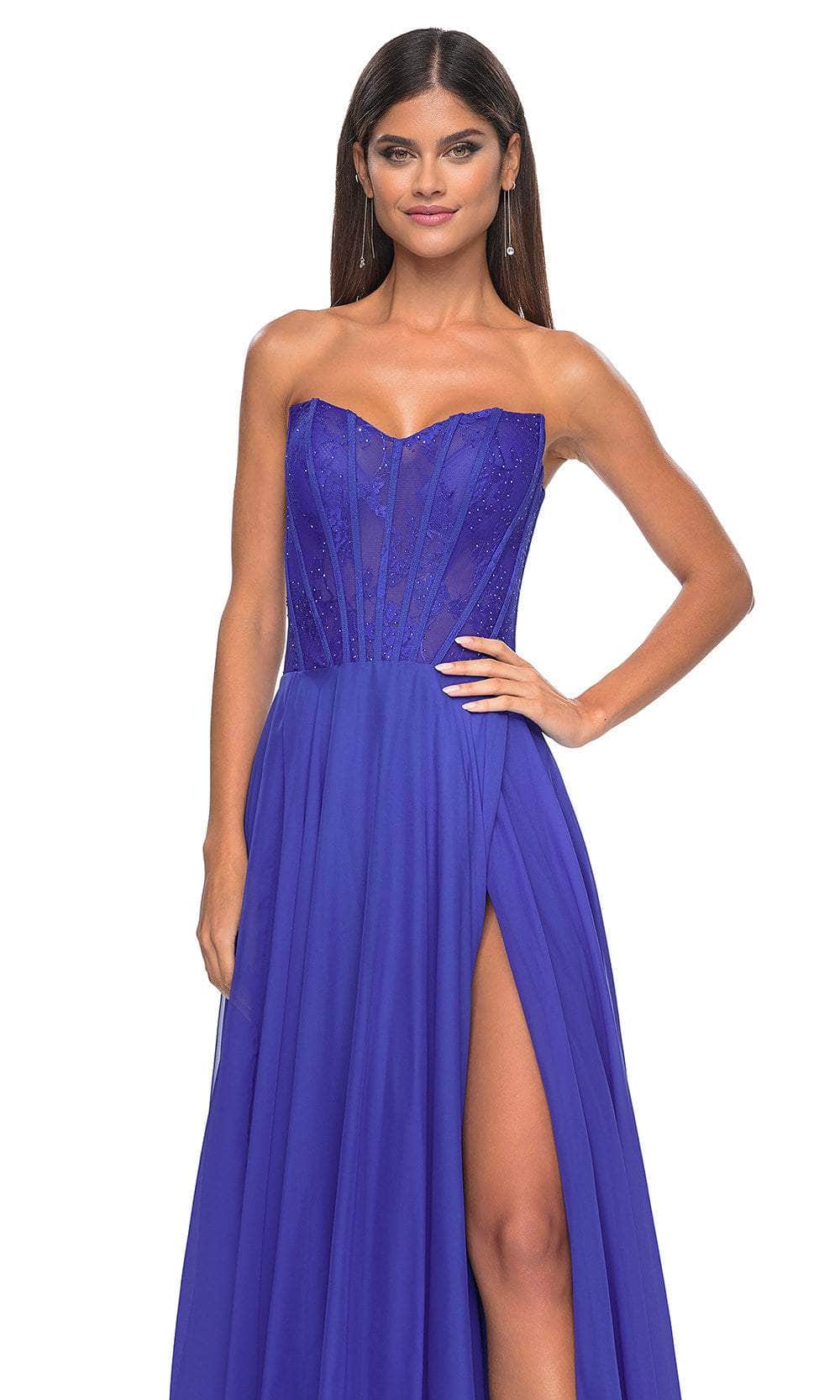 La Femme 32311 Sweetheart Lace Sheer Bodice Prom Dress