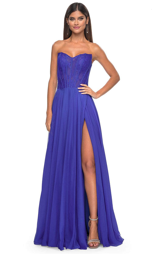 La Femme 32311 Sweetheart Lace Sheer Bodice Prom Dress