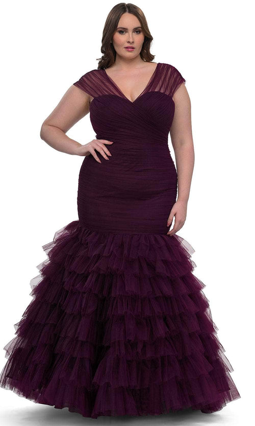 La Femme 32389 Tiered Ruffle Mermaid Evening Gown