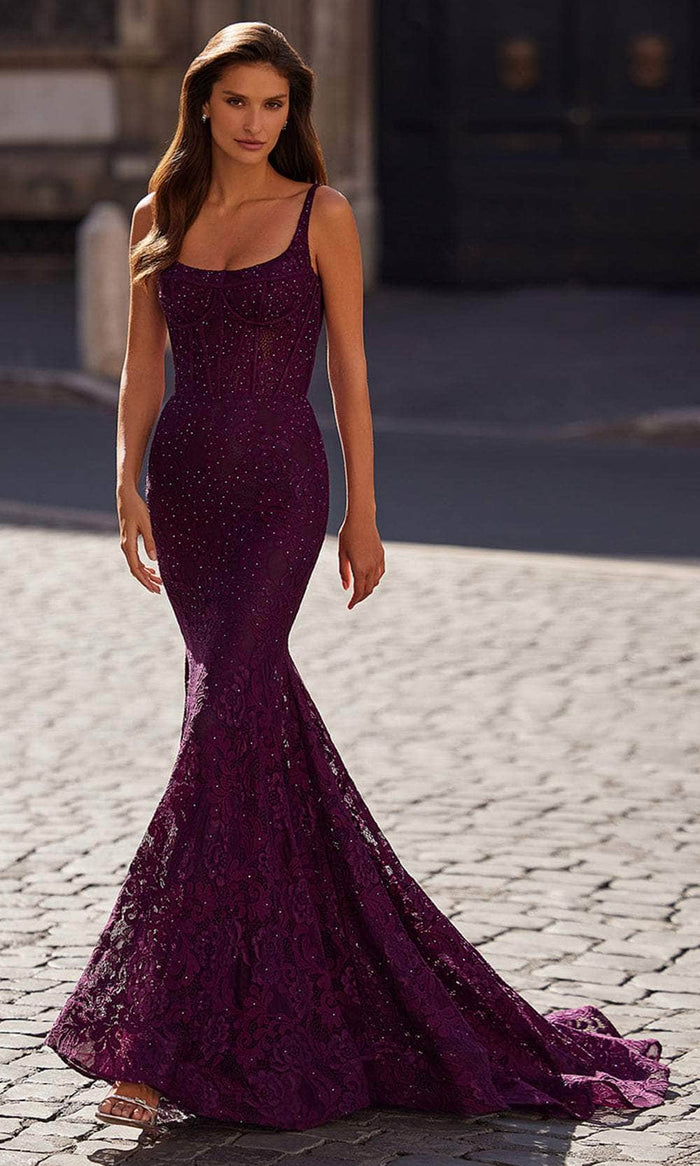 La Femme 32420 Floral Lace Scoop Neck Prom Gown