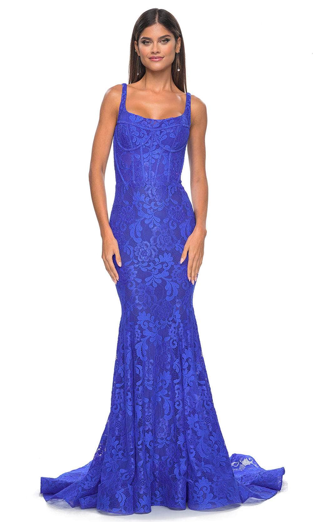 La Femme 32420 Floral Lace Scoop Neck Prom Gown