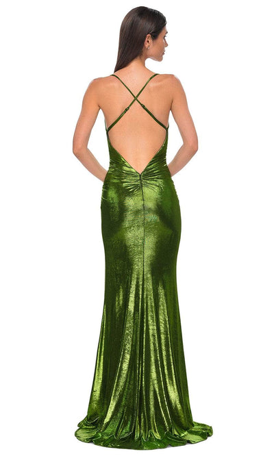 La Femme 32782 Sleeveless Brushed Metallic Prom Gown