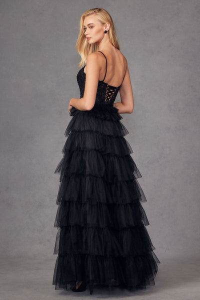 Lace Bodice Sleeveless A-line Ruffled Gown by Juliet JT2451S