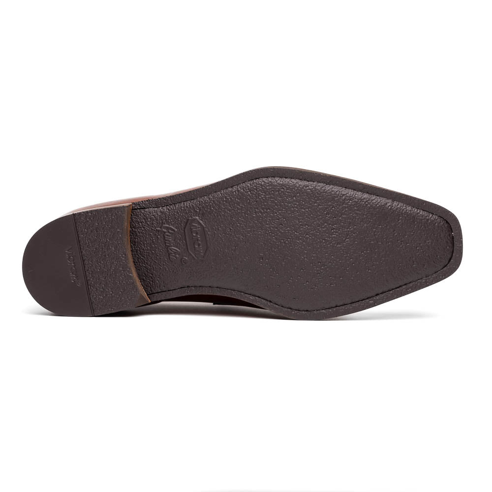 Zelli Lago Hand-Burnished Calfskin & Linen Penny Loafers in Cognac
