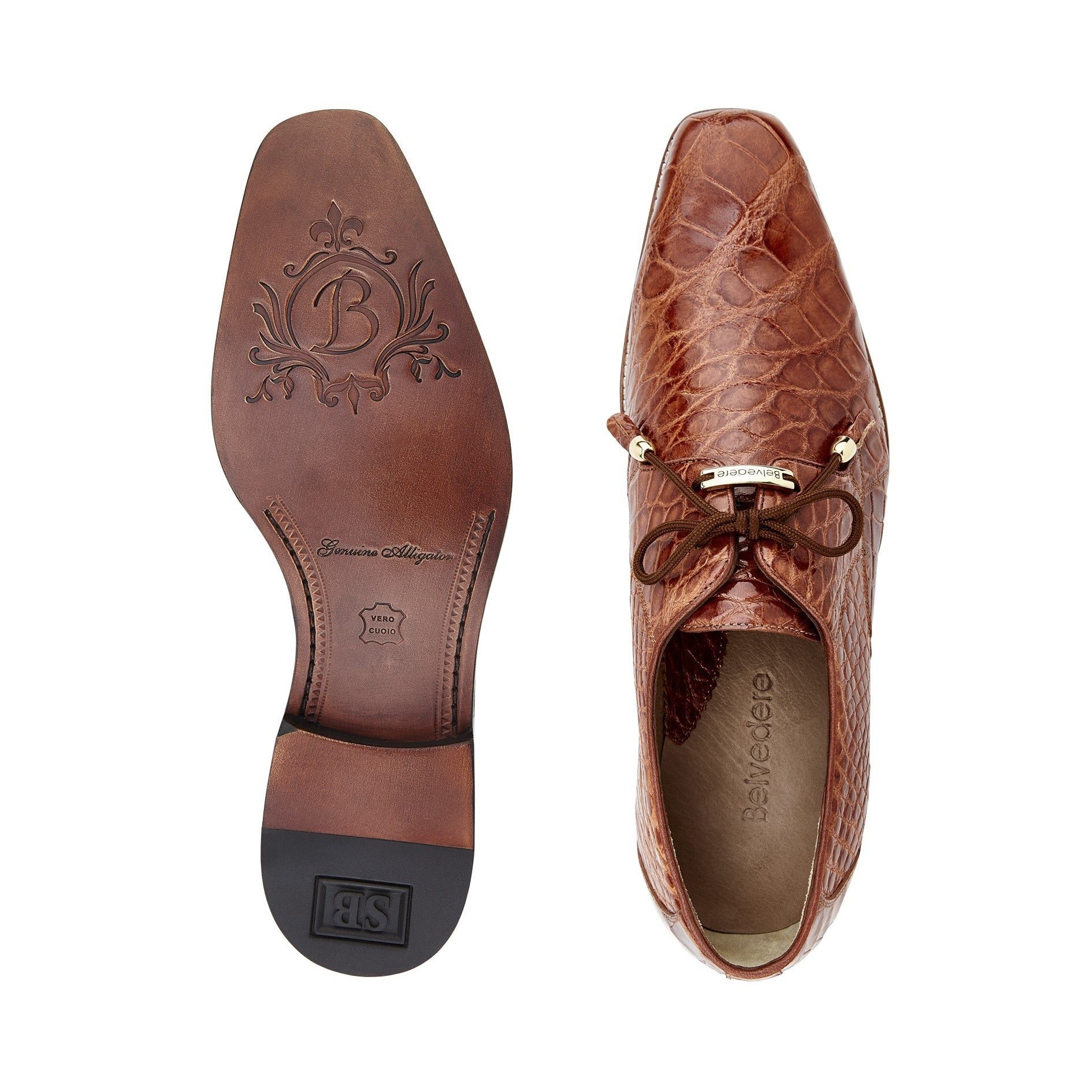 Belvedere Lago Cognac Alligator Luxury Loafer