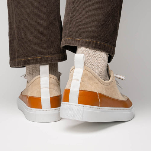 Zelli Lando Sueded Goatskin Sneakers in Taupe | Made in Italy
