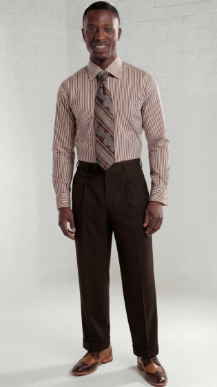 Mens Wide Leg Pants Classic Fit Pleated Pants in Color "Caramel" 20.5 inch bottom Pants come lined to the knee. – SuitUSA