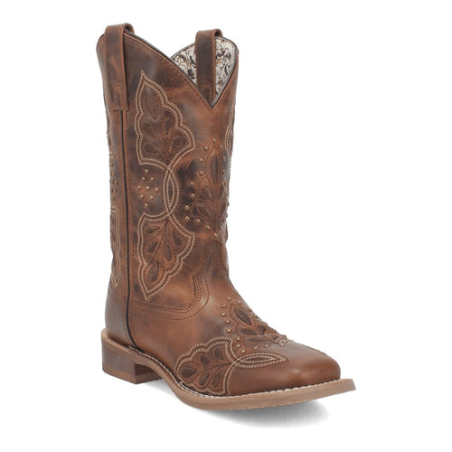 Laredo Women's Dionne Broad Square Toe Leather Boots - Brown 5972