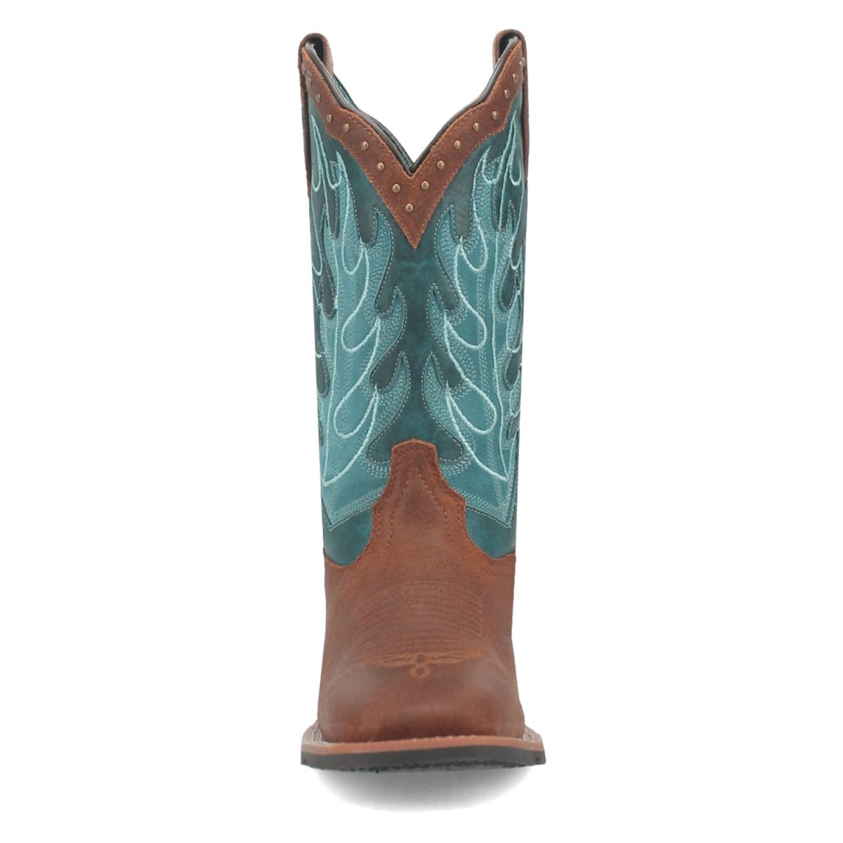 Laredo Women's Faye Broad Square Toe Leather Boots - Brown / Turquoise 3116 by Laredo Boots