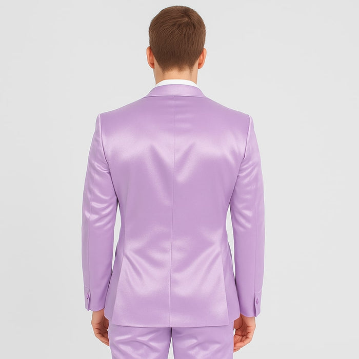 Lavender Satin Tuxedo Set - 4-Piece Statement for Weddings & Proms by Tazzio