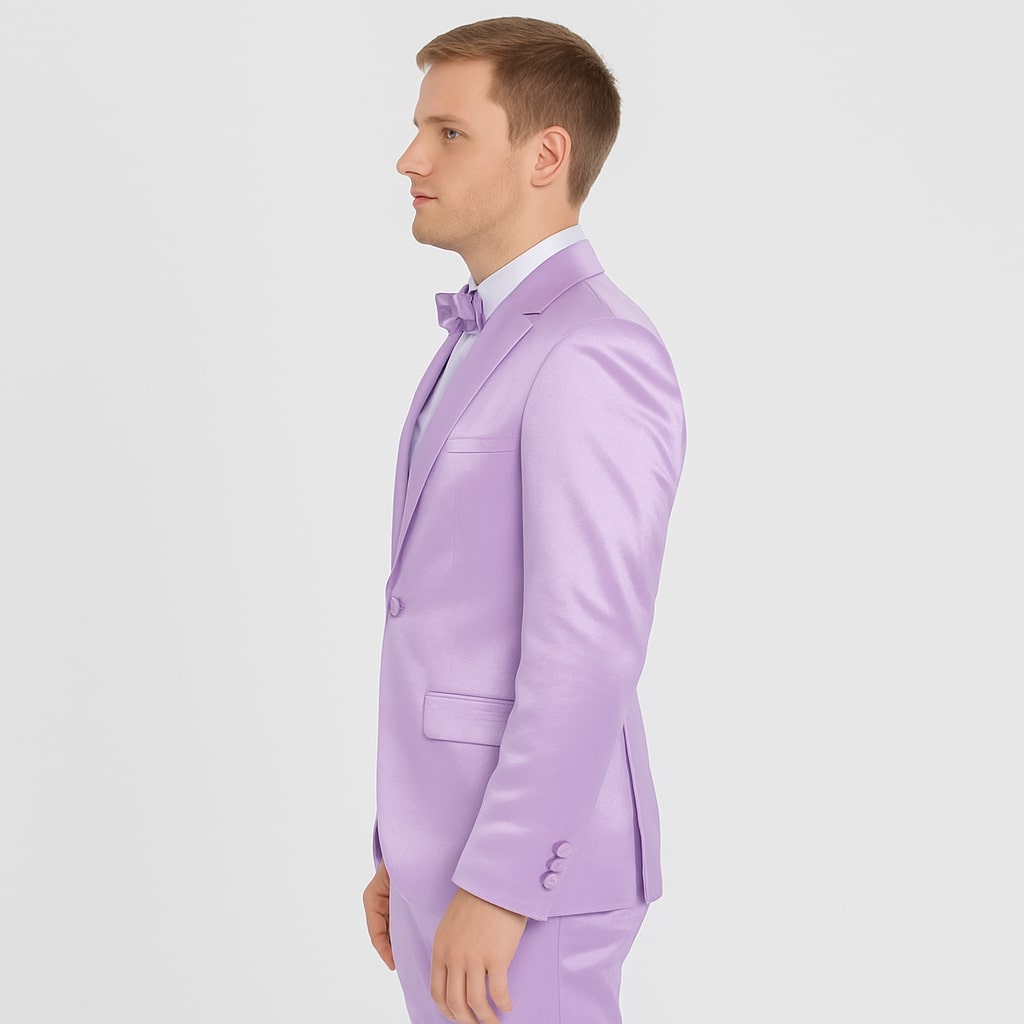 Lavender Satin Tuxedo Set – 4-Piece Statement for Weddings & Proms