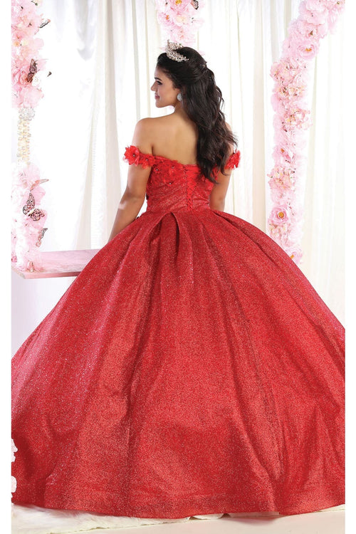 Off Shoulder Floral Quinceanera Ball Gown