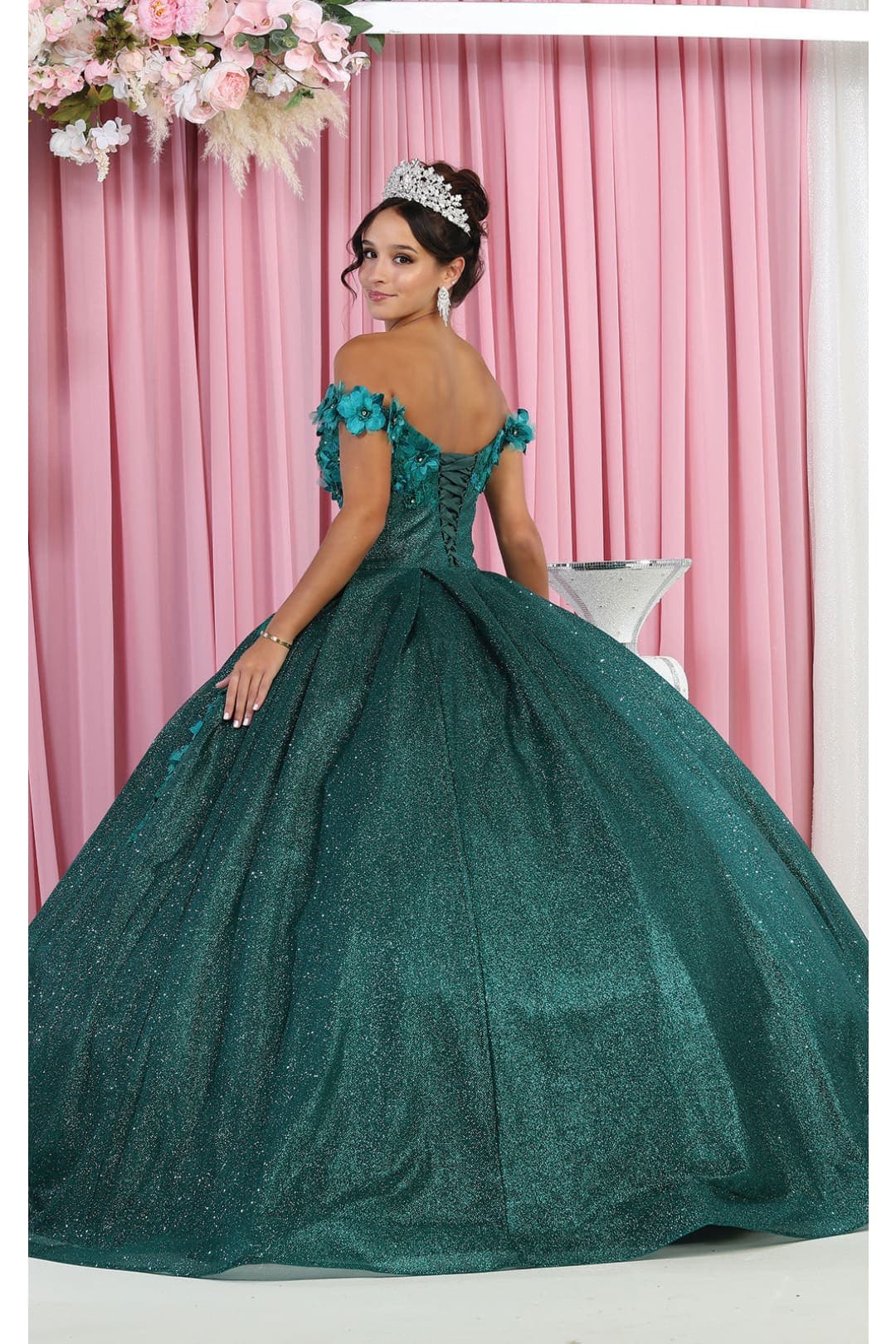 Layla K LK154 Off Shoulder Floral Applique Quinceanera Ball Gown