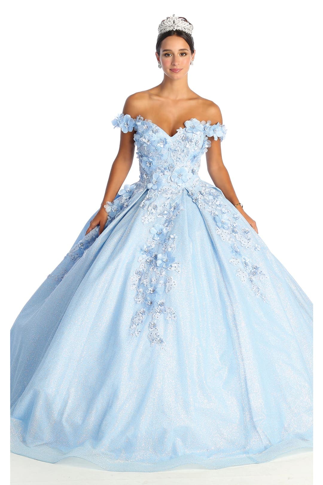 Off Shoulder Floral Quinceanera Ball Gown