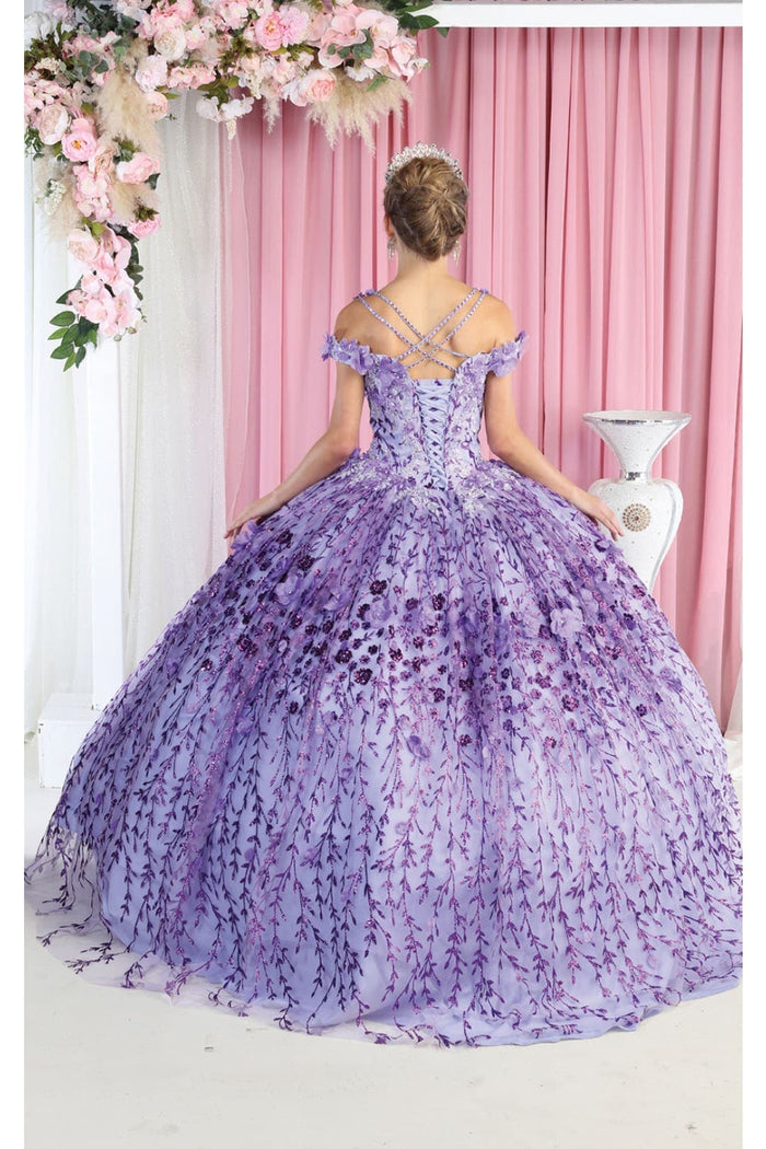 Layla K LK172 Cold Shoulder 3D Floral Ball Gown