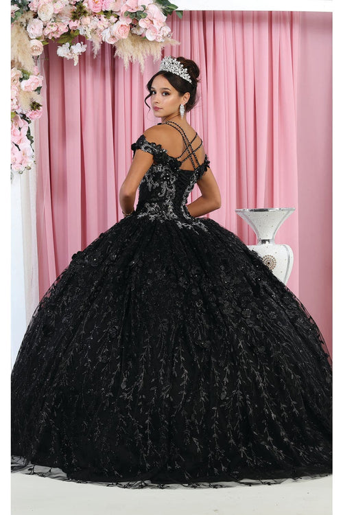 Layla K LK172 Cold Shoulder 3D Floral Ball Gown
