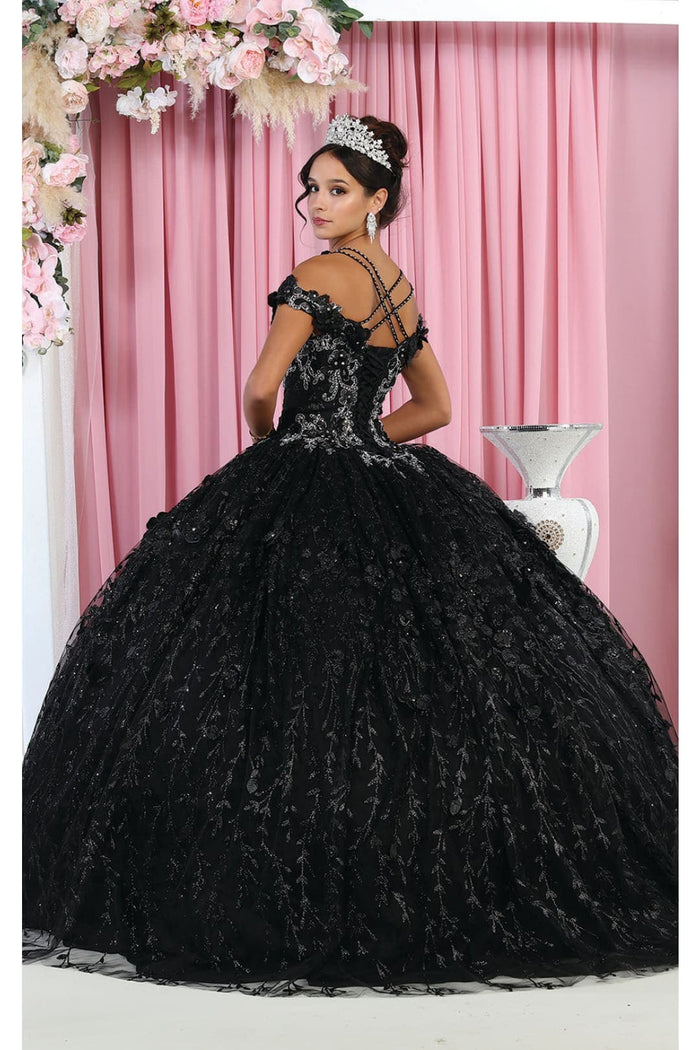 Layla K LK172 Cold Shoulder 3D Floral Ball Gown