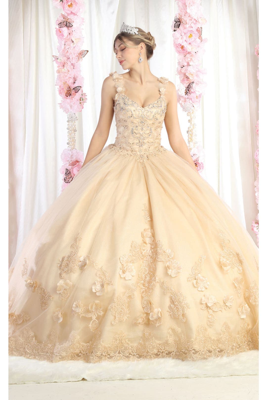 Germoso vestido - Vestidos de 15 años LK180 Corset Sleeveless Embroidered Quinceanera Ball Gown