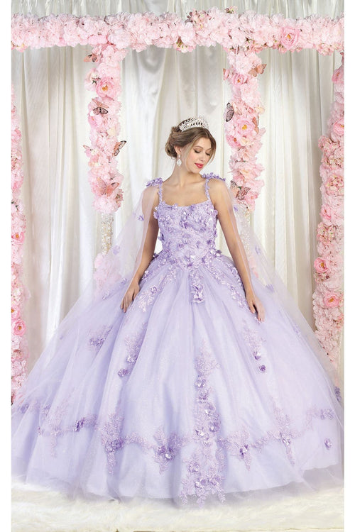 Layla K LK185 Side Cape Sleeve Quince Gown
