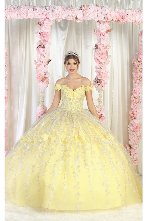 Layla K LK198 Off Shoulder Floral Quince Gown
