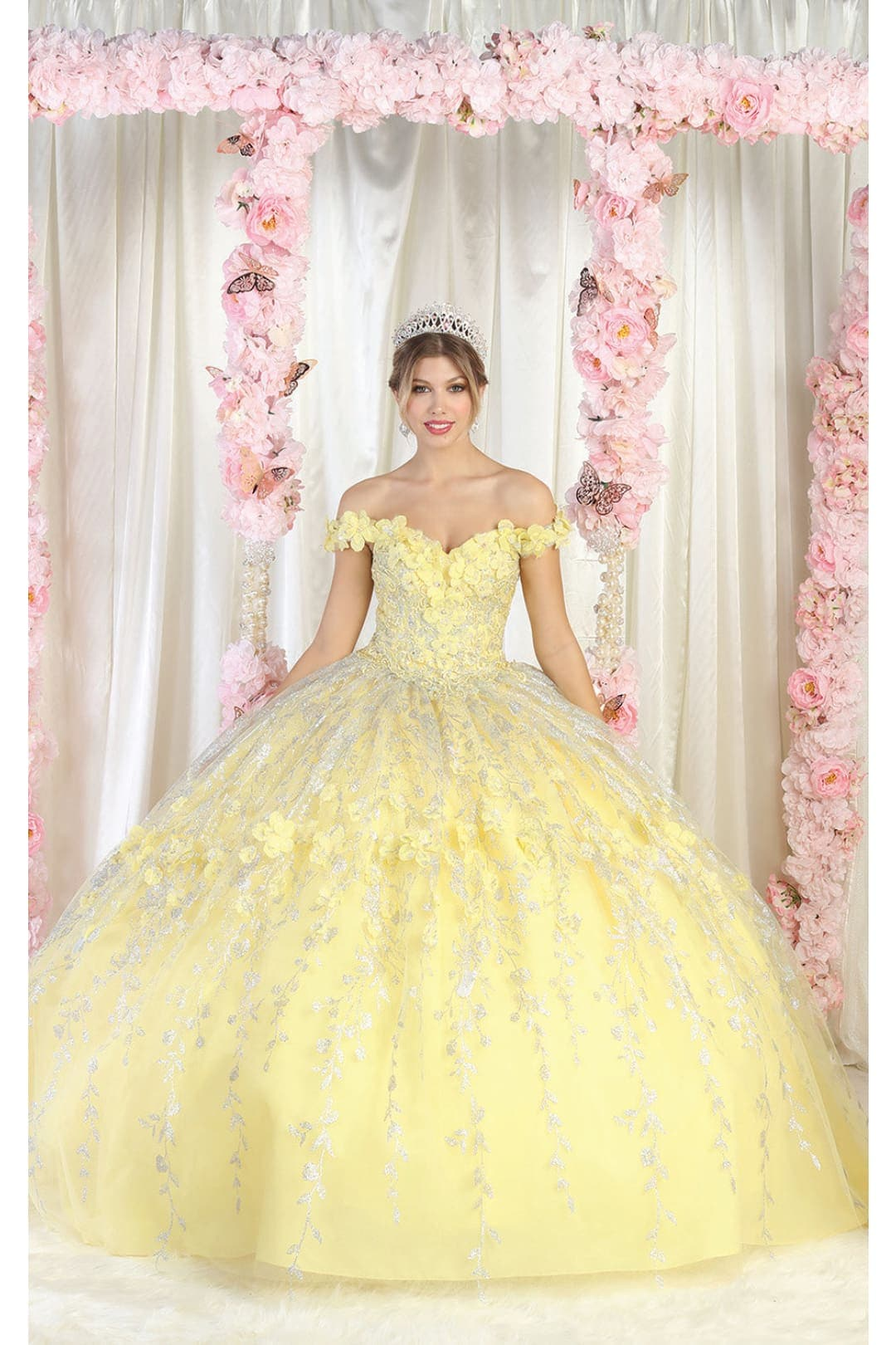 Layla K LK198 Off Shoulder Floral Quince Gown