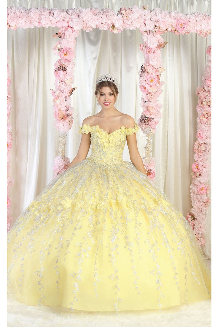 Layla K LK198 Off Shoulder Floral Quince Gown