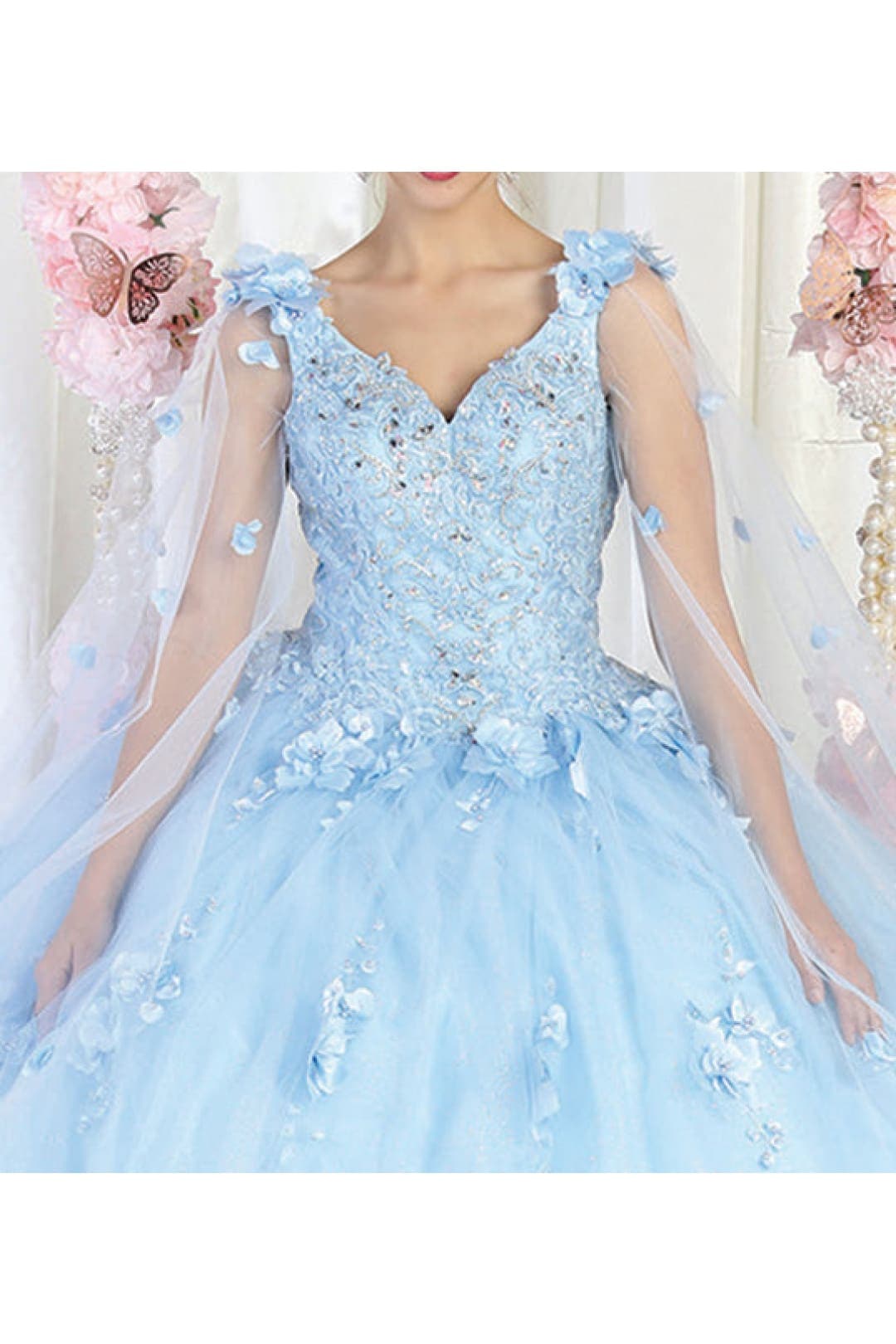 Layla K LK199 Mesh Cape Sleeves Quincecanera Gown