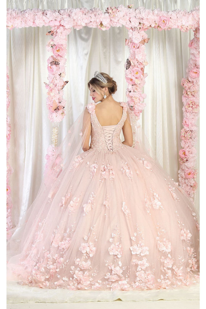 Layla K LK199 Mesh Cape Sleeves Quincecanera Gown