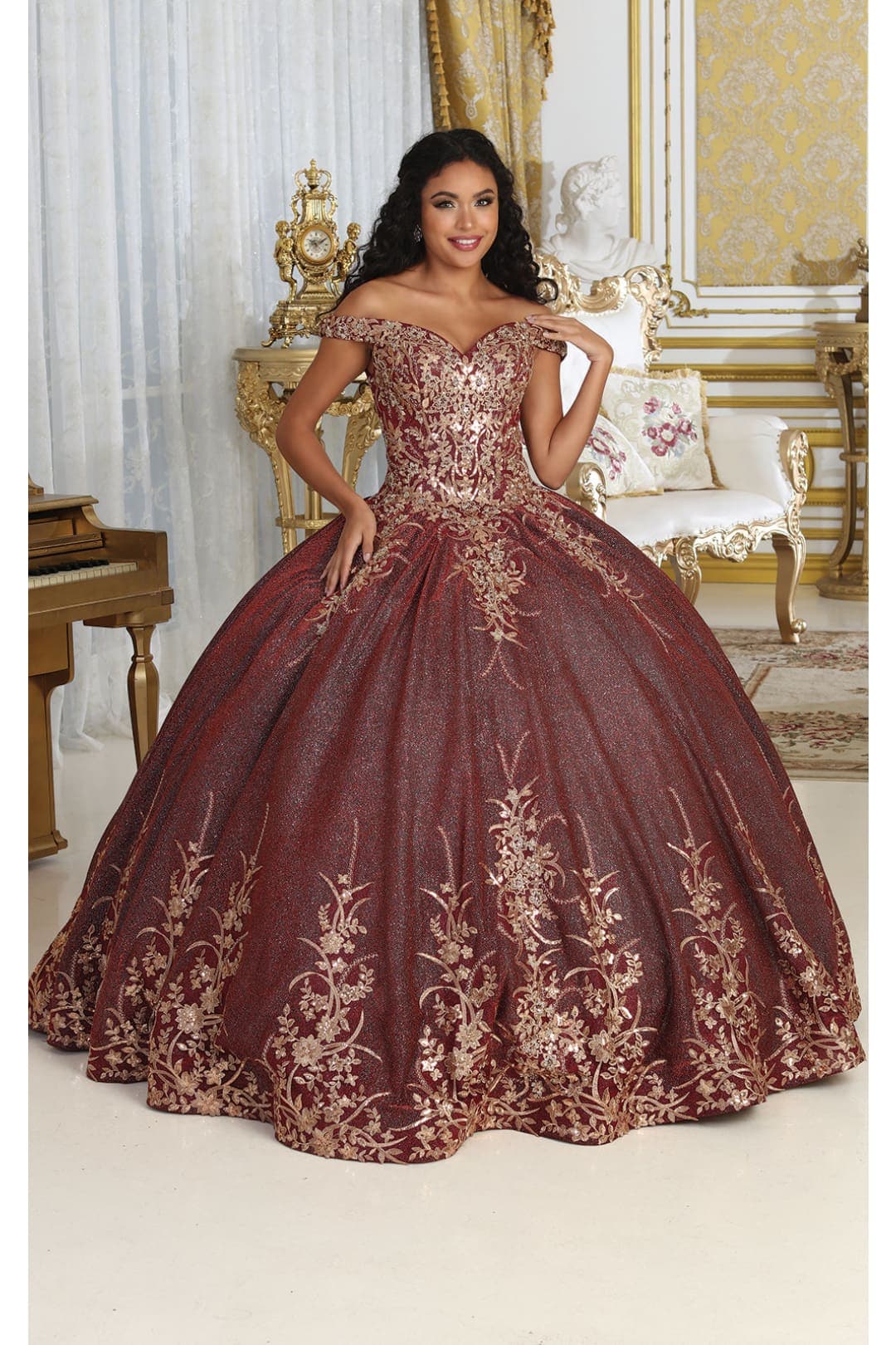 Germoso vestido - Vestidos de 15 años LK220 Off Shoulder Sparkling Lace Up Quinceanera Ball Gown