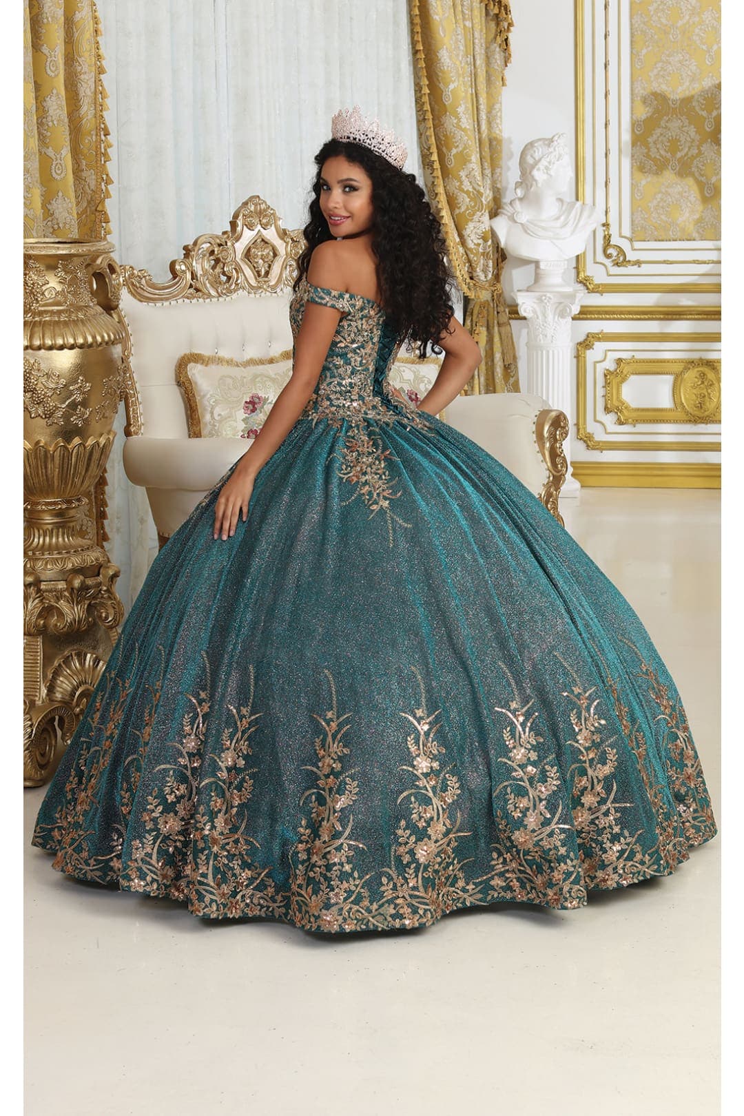 Germoso vestido - Vestidos de 15 años LK220 Off Shoulder Sparkling Lace Up Quinceanera Ball Gown