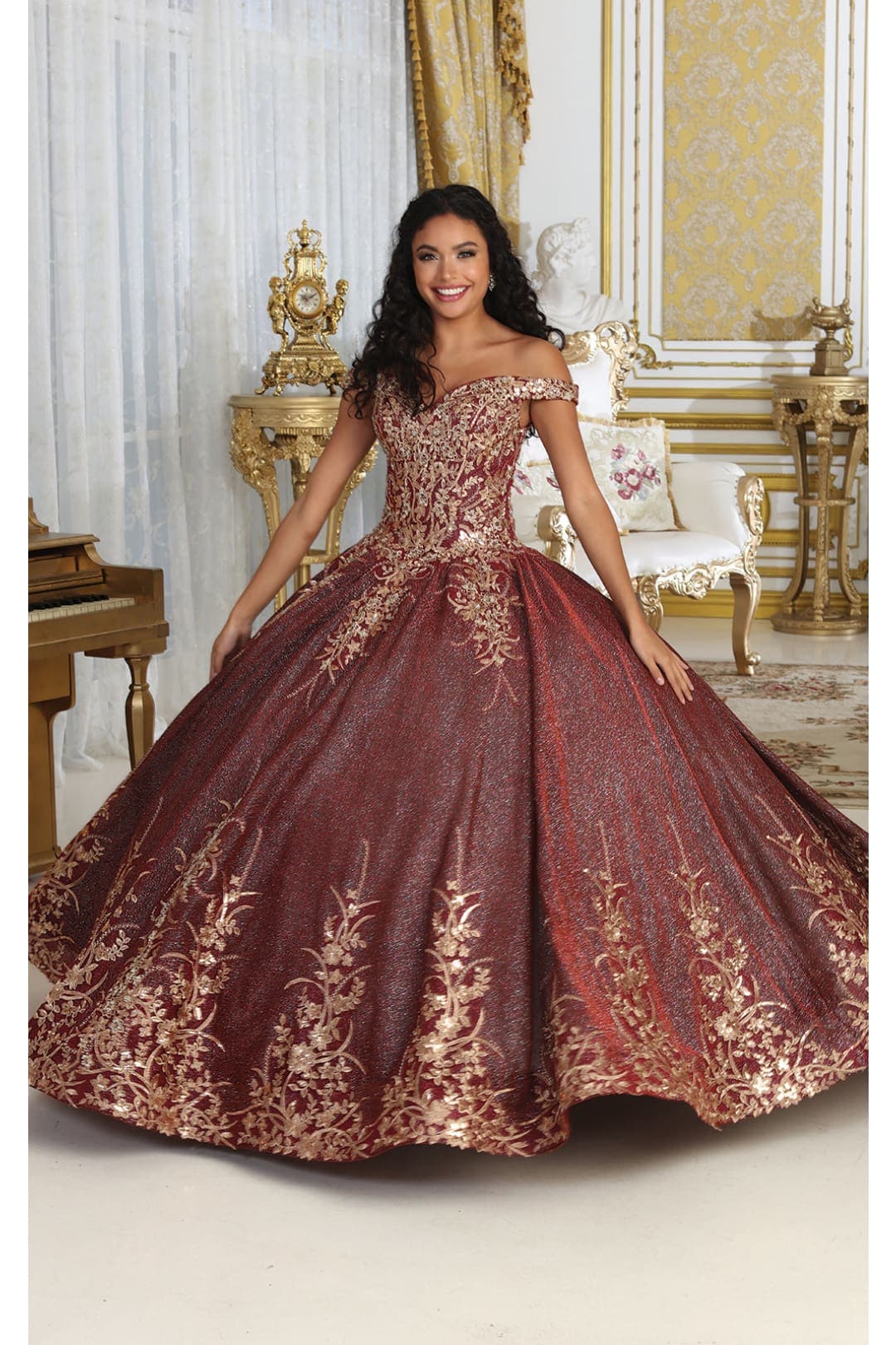 Germoso vestido - Vestidos de 15 años LK220 Off Shoulder Sparkling Lace Up Quinceanera Ball Gown