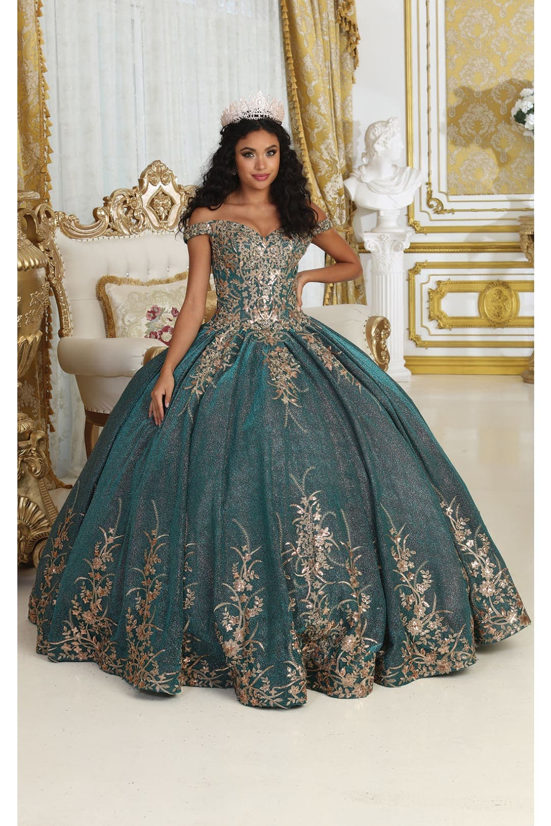 Germoso vestido - Vestidos de 15 años LK220 Off Shoulder Sparkling Lace Up Quinceanera Ball Gown
